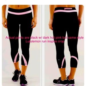 Lululemon run inspire crop pants size 12 hot pink and black